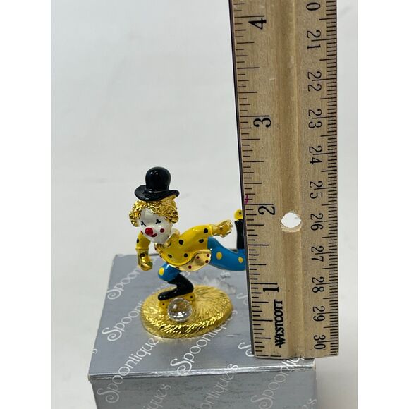 Spoontiques Pewter Gold Roller Blade Clown Swarovski Crystal Ball Miniture K1488 - Picture 6 of 6